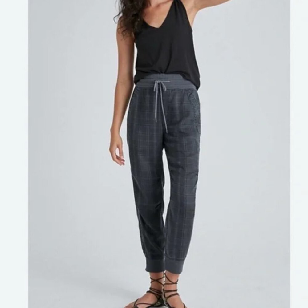 Anthropologie Kallie Plaid Leopard Print Carbon Gray Boho Jogger Pants S